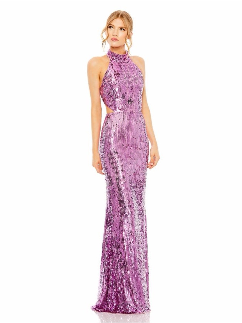 NWT Mac Duggal STYLE 93976 Sequin Halter Gown in Pink ~ Size 2 | MSRP $798